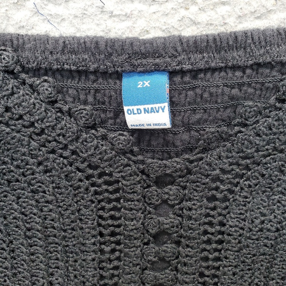 Lot of 2 Old Navy Crop Tank Top Womens 2X Multicolor Crochet Bodice Flowing Hem - Picture 12 of 13